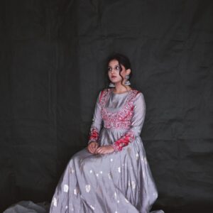 GREY JACQUARD PINK KOTI PISHWAS - Image 3