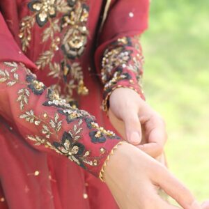 MAROON BLACK EMBRIODED PISHWAS - Image 5