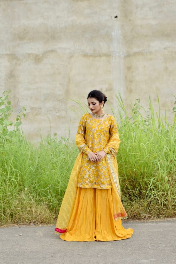 YELLOW 2 LEG SHARARA DRESS