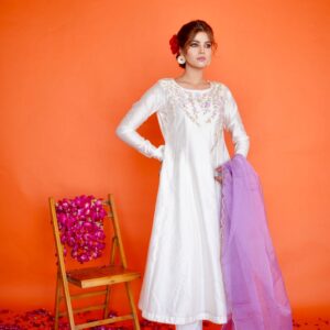 EID COLLECTION'23 ( WHITE/LILAC DRESS )