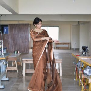 BROWN ORGANZA SAREE