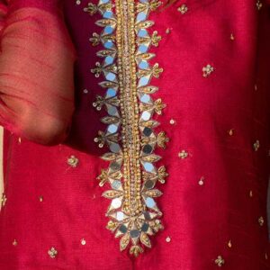 MAGENTA SHEESHA WORK DRESS - Image 6