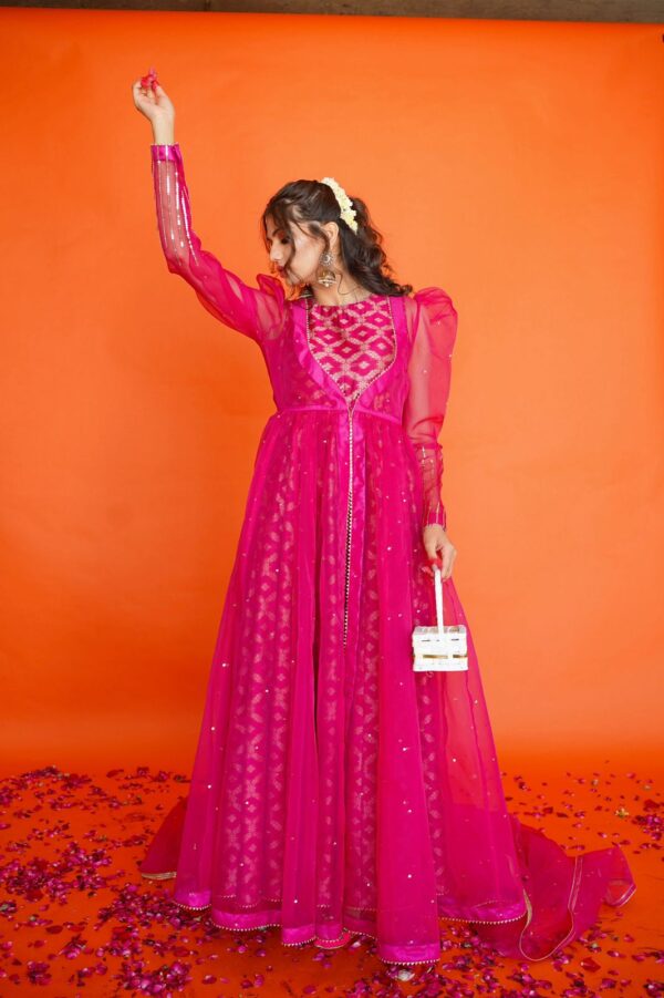 EID COLLECTION'23 ( HOT PINK COAT DRESS )
