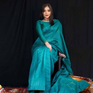 BANARSI ORGANZA SEA GREEN SAREE