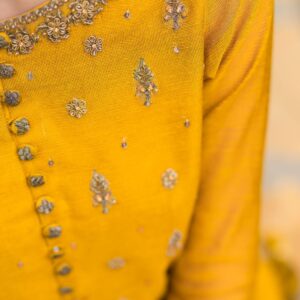 MUSTARD HANDWORKED DRESS - Image 4