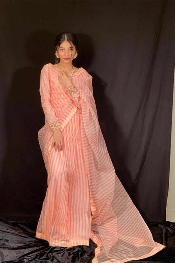PINK ORGANZA LINED SAREE