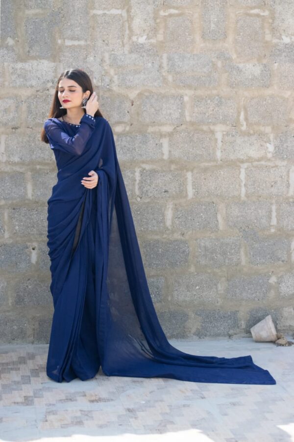 NAVY BLUE SHEESHA SAREE