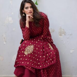 MAROON JACQUARD DRESS - Image 5