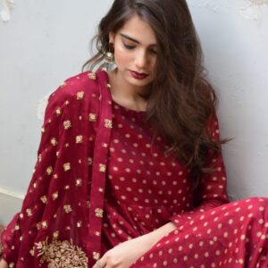 MAROON JACQUARD DRESS - Image 3