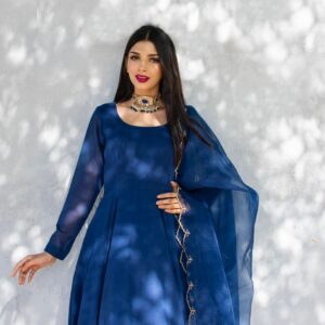 BLUE GEORGETTE CHIFFON PISHWAS - Image 3