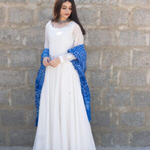 WHITE CHUNRI DUPATTA DRESS