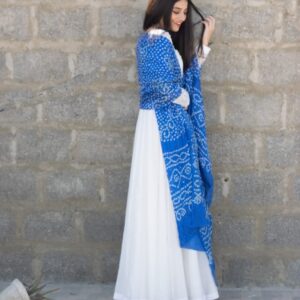 WHITE CHUNRI DUPATTA DRESS - Image 5
