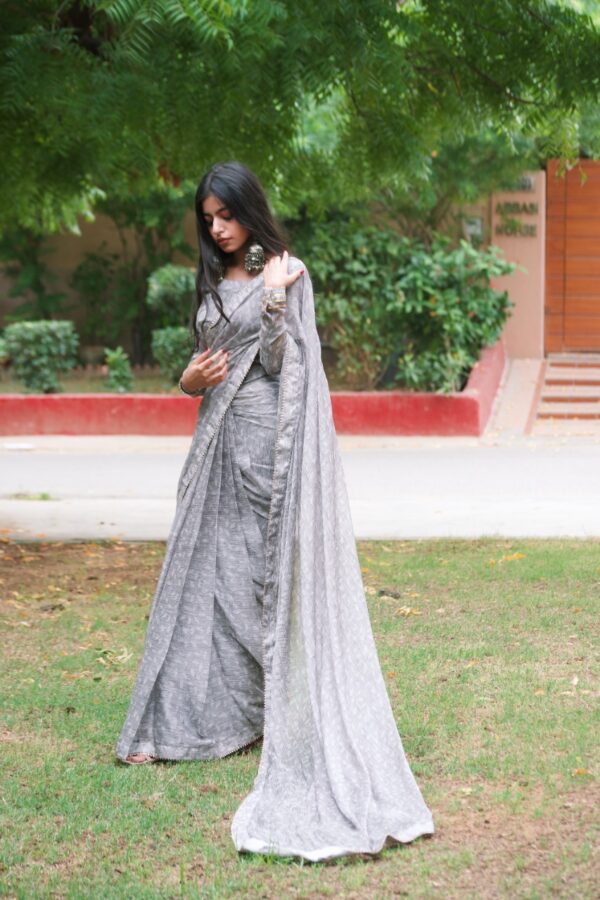 GREY printed SAREE