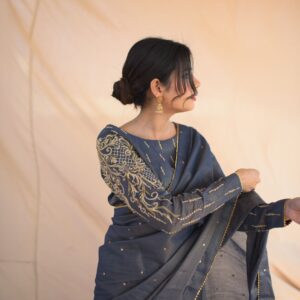 DUSKY BLUE MESURI SAREE - Image 2