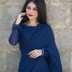 NAVY BLUE SHEESHA SAREE - Image 2