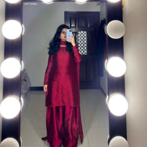 RAW SILK COLLECTION ‘25 BLOOD RED FARSHI DRESS - Image 6