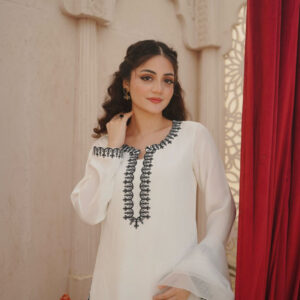 EID COLLECTION’25  WHITE FARSHI SHALWAR - Image 4