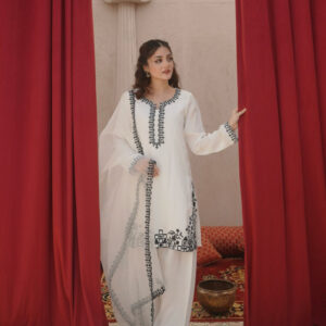 EID COLLECTION’25  WHITE FARSHI SHALWAR