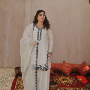 EID COLLECTION’25  WHITE FARSHI SHALWAR - Image 8