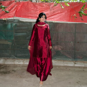 RAW SILK COLLECTION ‘25 BLOOD RED FARSHI DRESS - Image 4
